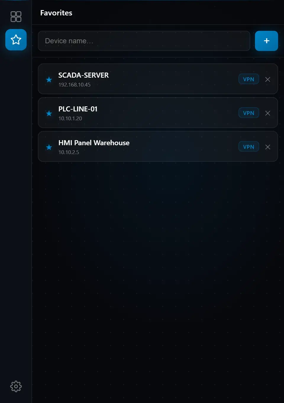 Favorites tab