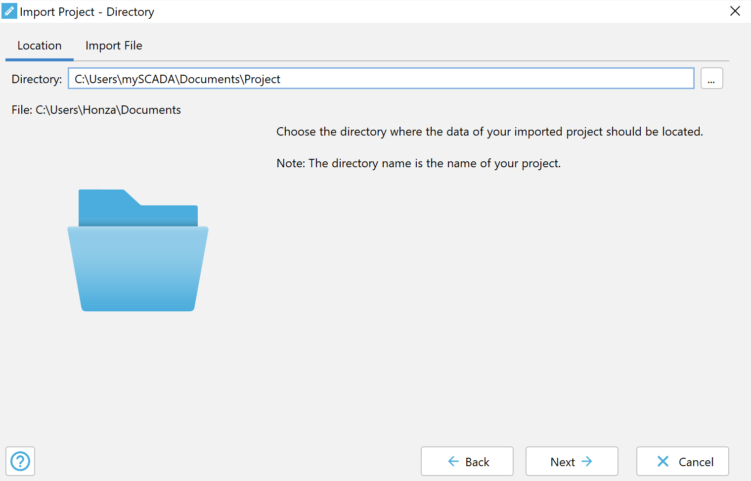 import project directory